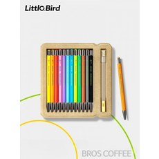 리필형 컬러 색연필 연필깎이 필요없는 잘지워지는 색연필 세트 BROS COFFEE, 12색 색연필 지우개 포함, 1개, 12색