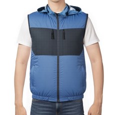 【酷友】36V 連帽空調服套裝, 藍色（僅衣服 帽子可拆卸）,2XL 75-82.5公斤
