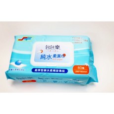 Shangtex 包包樂 純水柔濕巾80抽 無酒精無香精 加大尺寸 溫和呵護寶寶肌膚, 1個, 80抽, 1g