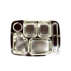 露營餐盤 不鏽鋼分隔 不鏽鋼 6格餐盤, 銀色