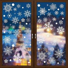 봄 여름 창문 부착 Hello Spring 스티커 튤립 꽃 나비 새 양면 데칼 97개 홈 스쿨 사무실 유리 문 장식용, 눈송이