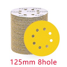 125mm 5 인치 8 홀 노란색 사포 디스크 용 샌딩 그라인더 자동차 목공 금속 연마 도구, 01 125mm, 01 80, 01 10pcs