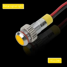 1pcs 6mm 10mm 방수 IP67 금속 LED 경고 표시 등 신호 램프 파일럿 와이어 3V 5V 12V 220V 빨간색, 03 3-6v, 05 LED Yellow, 03 12mm, 1개