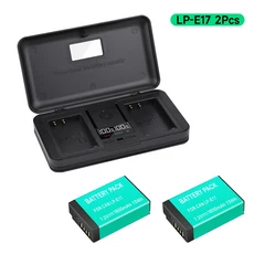 LP-E17 배터리 LCD USB 충전동 캐논 EOS RP 200D M3m6 750D 760D T6i T6s 800D 키스 X8i 카메라용 1800mAh, 04 2 Battery 1 Charger