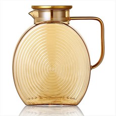 냉장고 문과 호환용 뚜껑이 있는 유리 투수 손잡이가 있는 2.5l/84oz 대형 물 주전자 레모네이드 아이스티 투수, 투명 &amp; 골드, 1개, 1ml