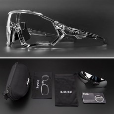 KAPVOE 運動太陽眼鏡 透明全框TR90材質 輕盈舒適戶外運動防護, KE9408-60(炫彩片+變色片), 1套