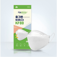 휴그린 마스크 [KF80 대형 1매입 낱개포장] 미세먼지 황사방역 성인용 화이트, 1개입, 1개, 흰색