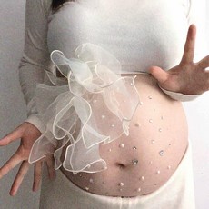 孕婦肚皮貼 鑽石居家拍照道具 珍珠水鑽 彩色愛心造型 孕肚寫真照貼紙