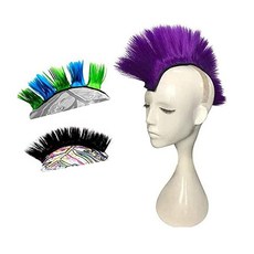 HHongJM Helmet Hawks 오토바이 헬멧 모호크 합성 가발 자전거/거의 헬멧/스틱 재사용 가능한 디자인/옐로우, 퍼플