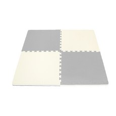 喬伊斯 厚3cm三層防摔地墊50x50cm四片組，極致回彈、防撞無毒，寶寶安全防護首選, 淺灰/牙白, 4個