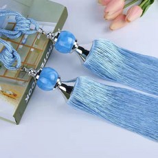 유럽식 싱글 큐빅 볼 커튼 걸이 볼 스트랩 심플 모던 태슬 커튼 스트랩 부자재, 레이크블루, 5대10줄(송고리), 1개