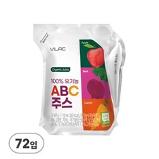 비락 100% 유기농 ABC주스, 110ml, 72개