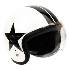 한미 반모 가벼운 오픈페이스 오토바이 헬멧, 면베이비, 화이트블랙별