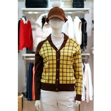 엘르골프 FW 여성 체크 숄에리 버튼업 가디건 6J63701199 373098H5343858