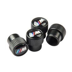 1/3시리즈 5시리즈 6시리즈 7시리즈 50주년 타이어 밸브 캡 X1X3X5 에어캡 블랙 - BMW 컬러 라벨, 블랙 헤드 작은 M 로고 4개, 4개