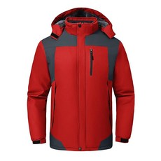 GAXIDES 남성용 스키 재킷 방수 방풍 레인 후드 포함 블랙. 268192 7479137946, 3X-Large, 레드