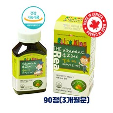 엘리트 키즈 어린이 유아 비타민C 앤 아연 씹어먹는 츄어블 캐나다 직수입 수입통관필, 90회분, 1개