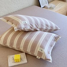 純棉枕套 一對裝 高透氣 家用枕頭套 可換洗枕頭罩 柔軟親膚 單人尺寸 簡約風格+漸變棕+48*74cm一對裝, 漸變棕