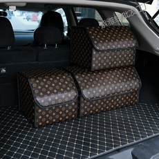 桃園專營 車載收納箱，後備箱汽車儲物箱，可折疊家用車內車尾收納，大容量不佔地方，實用汽車置物箱, 黑色紅線,大號+小號