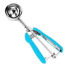 LLESCA 아이스크림 스쿱 쿠키 4 테이블스푼/ 60 밀리리터/ 2 온스 스쿱 베이킹용 18/8 스테인리스 스틸 스쿠퍼 트리거 릴리스를 갖춘 스쿠퍼 반죽 갈색 16255, #24/2.5 Tbsp, 블루