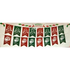 聖誕節拉旗裝飾，包含聖誕老公公與聖誕樹圖案，適用於聖誕節慶祝活動, 1個