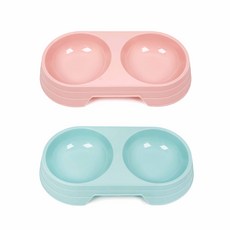 민남매 2구 애완용 식기 1p 반려동물식기2구, 핑크