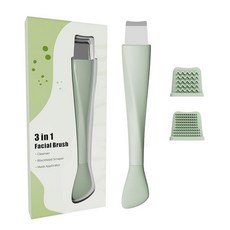 AUIOEY 3 in 1 페이셜 클렌징 브러시 - 수동 실리콘 페이스 스크러버 부드러운 딥 클렌징을 위한 마스크 어플리케이터 및 블랙헤드 리무버 도구 (그린), 초록색