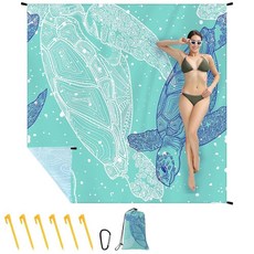 Ainiv 해변 담요 대형 피크닉 매트 210 x 200cm(4-6인용) 접이식 모래 방지 방수 해변 하이킹 피크닉용 고정 못 6개가 있는 캠핑 야외 담요, Ainiv 해변 담요, 대형 피크닉 매트 210 x 2