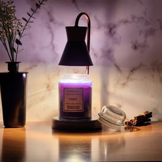 오니리코 모던 캔들 워머 1개 고급 소이캔들 1개 세트, 블랙 워머, 휘스트 오니리코 캔들