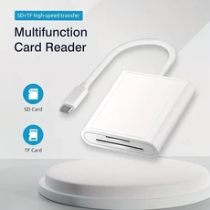 2in 1 USB-C 카드 리더 USB C-SD OTG SDTF 메모리 컨버터 아이패드 프로 맥북 및 기타 태블릿용, 01 white