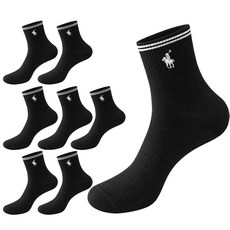 마상격구 남성 국산 스포츠 커버 중목 양말, 블랙, 8개