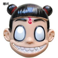 兒童卡通動漫面具 蜘蛛人 皮卡丘 佩佩豬 汪汪隊 賽羅迪迦奧特曼, 哪吒面具, 1個