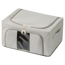 로이홈 투명창 접이식 2도어 오픈 의류 수납 보관 가방, 그레이, 1개