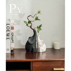 ins現代侘寂花瓶個性高顔值陶瓷複古藝術花器民宿客廳桌麵擺件, 插花象+小枯枝