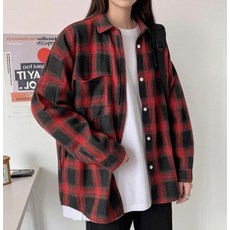 남녀공용 루즈핏 체크 셔츠 남방 커플 긴팔 체크남방 오버핏