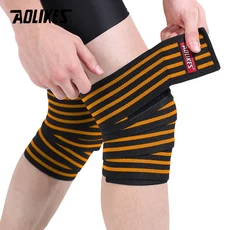 AOLIKES 피트니스 역도 스포츠 무릎 붕대 스쿼트 훈련 장비 체육관 액세서리 1 쌍, 05 Black with Orange