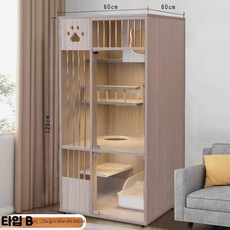 고양이장 케이지 원목 대형 빌라 하우스 격리, 1개, B형 방수 60x60x120 자가설치