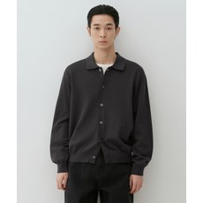 MUSINSA STANDARD 워셔블 수피마 코튼 칼라드 가디건 [다크 그레이]