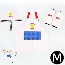 [구마누] 어린이앞치마팔토시세트 유아미술용앞치마팔토시세트 초등학생앞치마팔토시세트 미술가운 어린이미술가운 옥스포드 블럭 앞치마세트 M