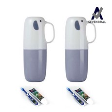 1+1 휴대용 코끼리 칫솔통 칫솔 치약 세트 칫솔꽂이 칫솔보관함 양치컵, 키즈블루세트-화이트,화이트