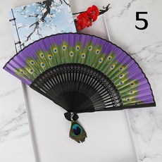 HYPZH 中國風孔雀扇 絲綢絹扇 女式摺扇, 5, 1個