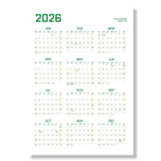 생활특별시 2026년 한장 달력 벽걸이 대형 1년 포스터 달력 플래너 집꾸미기 달력 캘린더 연간계획표 예쁜 감성 인테리어 벽달력 연력 새해 신년 달력 선물, 1장, 아보카도
