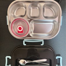 飯盒304不鏽鋼分格便當盒加厚保溫加熱快餐盒學生上班族旅客餐盒, 1個, 藍色五格加湯碗款1.5L:加餐具加保溫袋