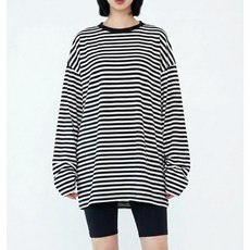 UPF+50 롱기장 오버핏 55에서 99까지 루즈핏 스트라이프 빅사이즈 긴팔 체형커버 래쉬가드 상의