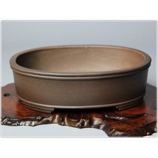 【小樹安每】日本桐蔭軒紫泥五絧鈕橢圓鉢19cm - 日式沙拉缽/水果缽/點心缽, 1個, 土目泥色