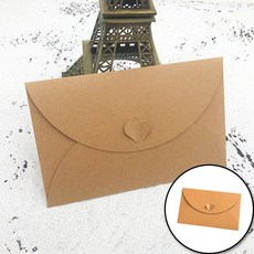 하트 디자인 무지 종이 심플 편지봉투 프리미엄 봉투, 1개, 기본