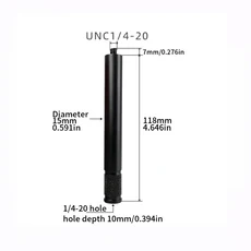1PCS 알루미늄 합금 연장봉 1/4 20 남여공용용 범용 흡착판 차량용 휴대폰 거치대 확장된 도달 범위를 위한, 02 15X118 Black 1pcs