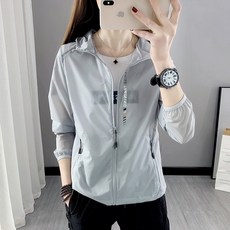 ever yours 女款夏季防風連帽拉鍊 銀色