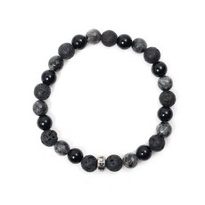 JBANS CLASSIC 블랙앤그레이 스톤믹스 원석팔찌 (C2201-AC839_BK)