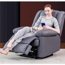 1인용 전동 리클라이너 소파 고급 가죽 소재 안락한 거실용 의자 편안한 휴식 공간 네일 아트 기술 맞춤형 디자인, 92x89x100cm 전동 + USB 충전 + 270회, 블랙 PU 가죽